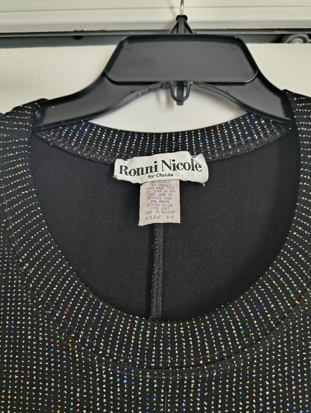 Ronni Nicole Black Holographic Micro-Rhinestone Top